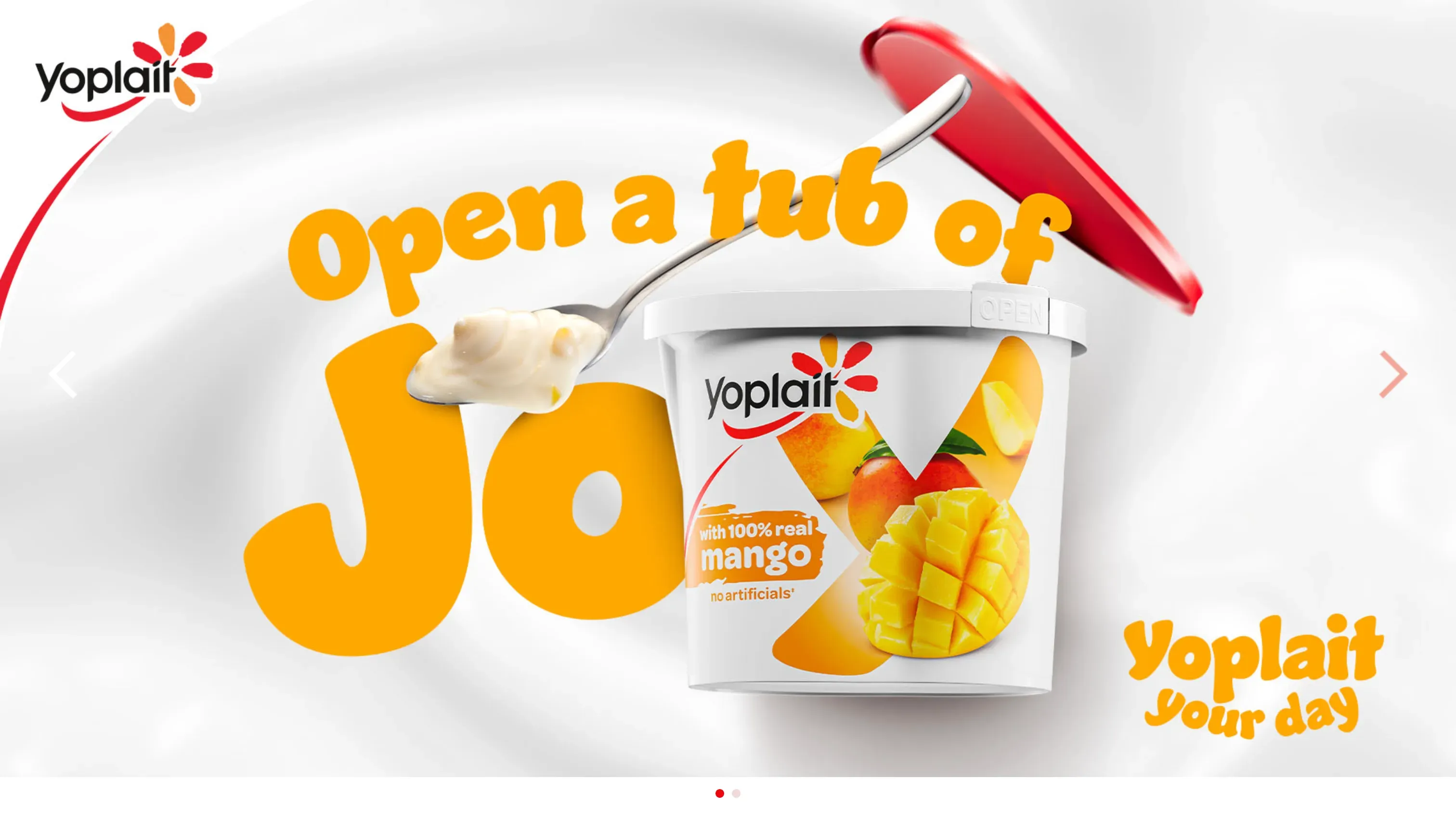 A screenshot of the Yoplait Australia homepage design.