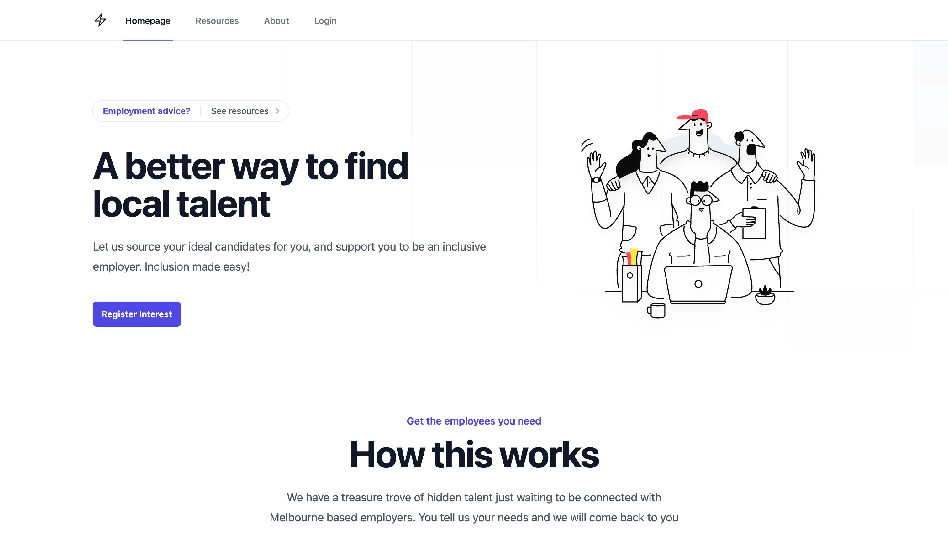 A screenshot of the website homepage