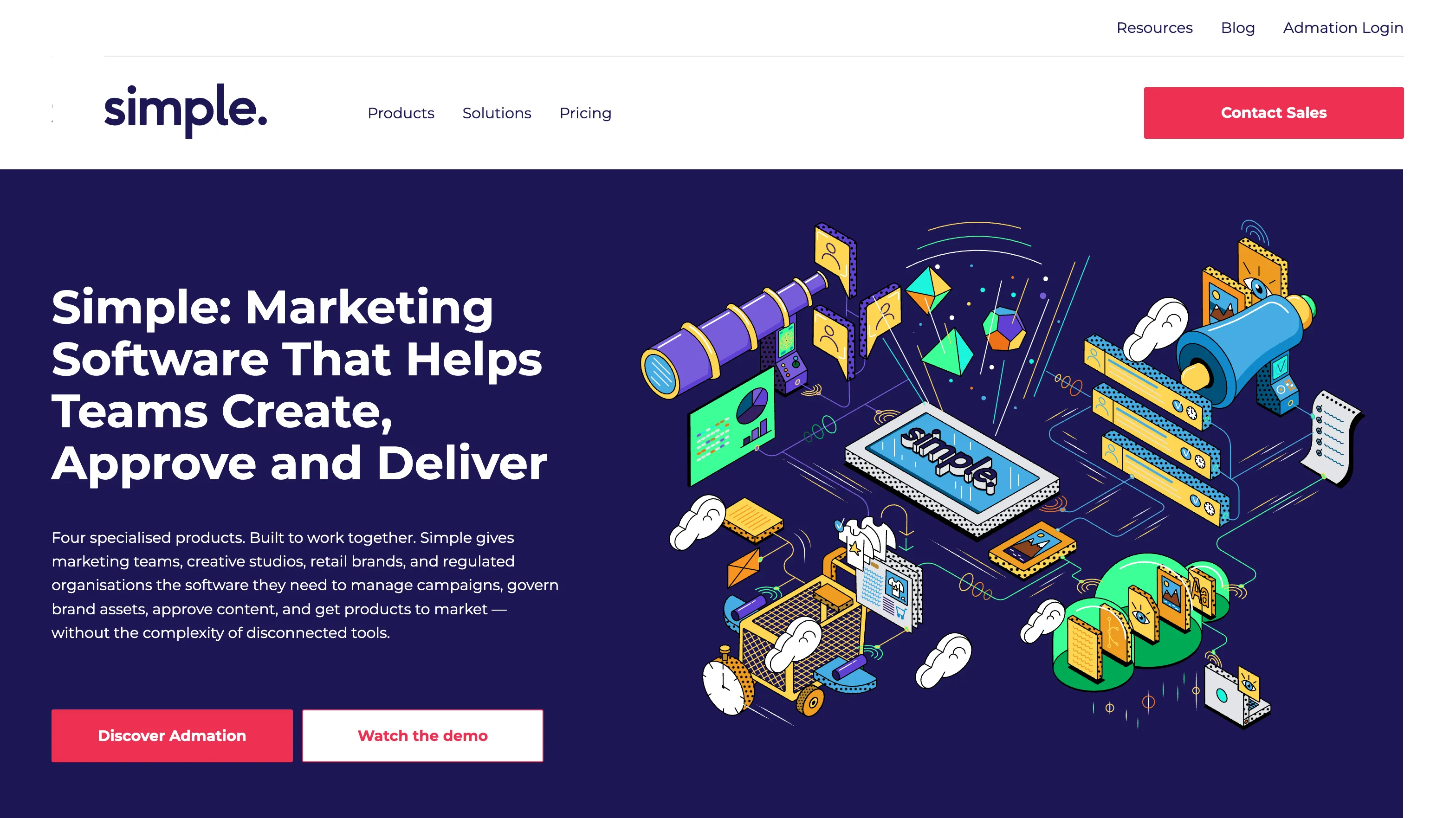 Hero image of Simple.io website