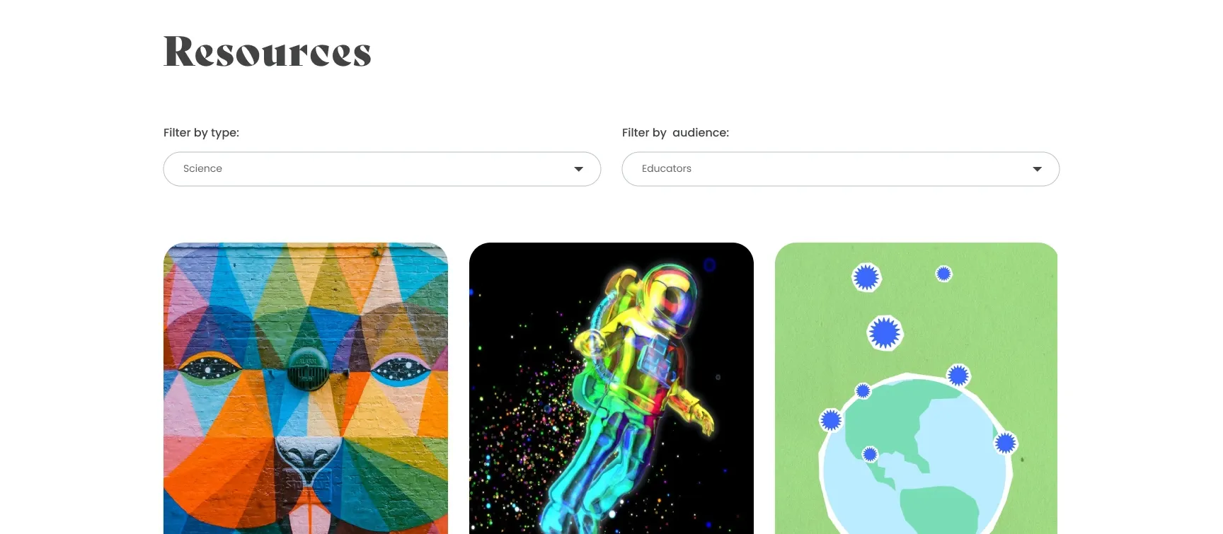 Wide image of STEM Hub resources section