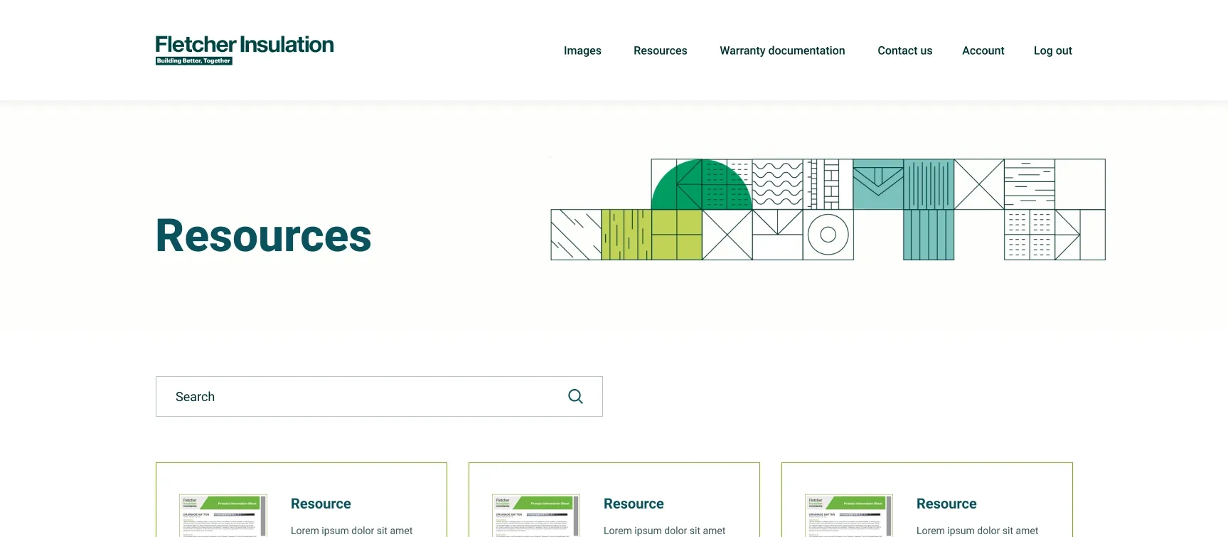 Screenshot of the resources section