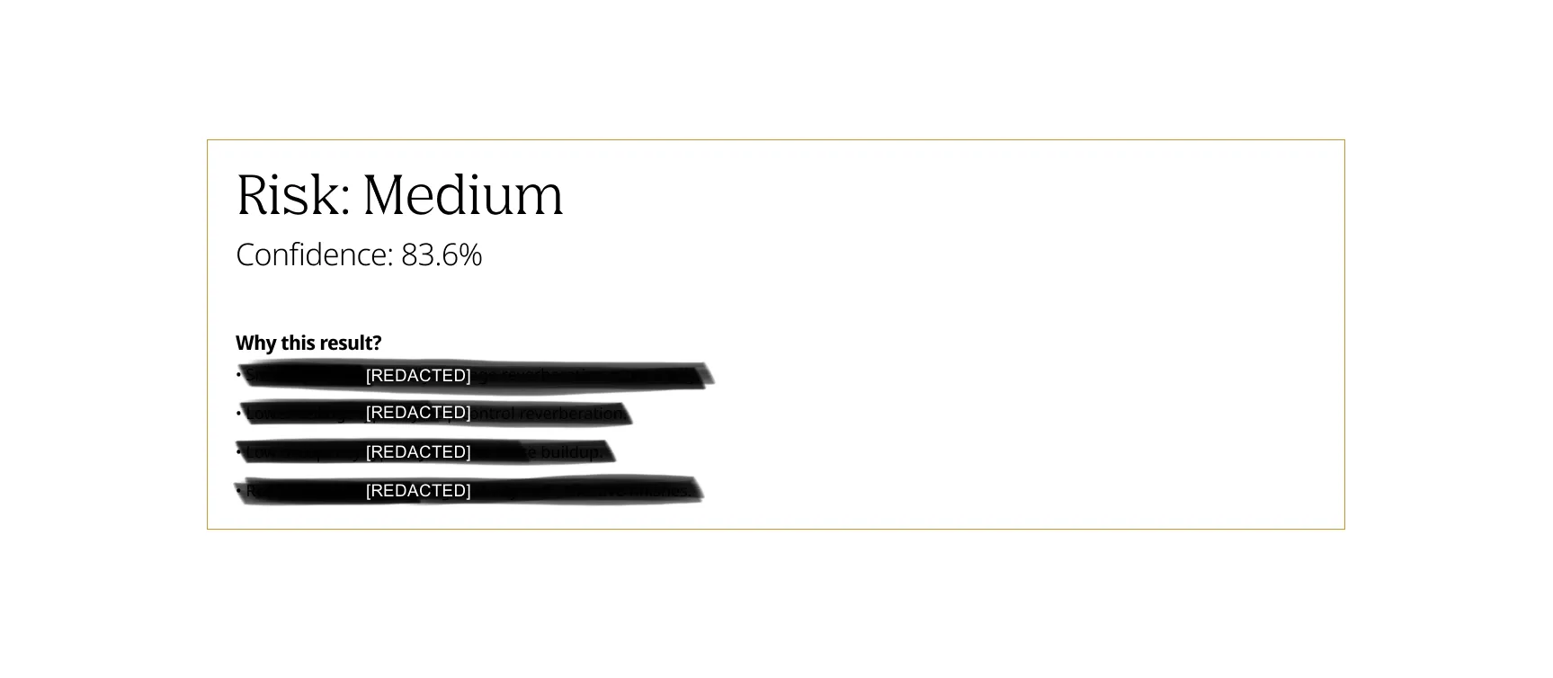 The results of the AI Risk Calculator with sensitive sections redacted