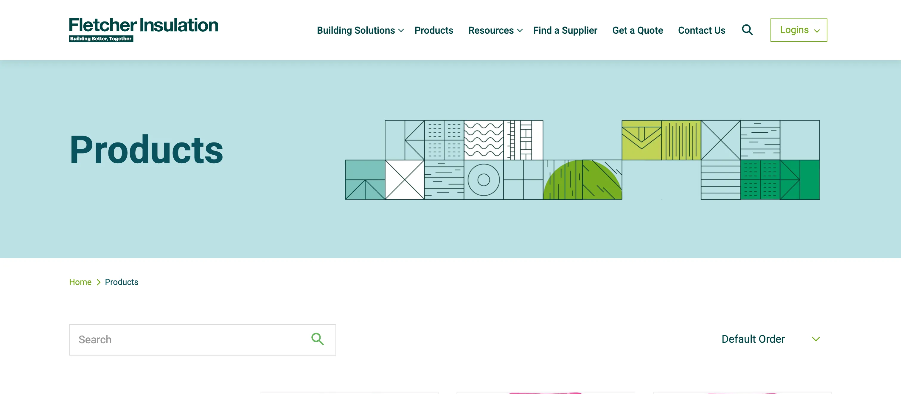 Wide image of the products section