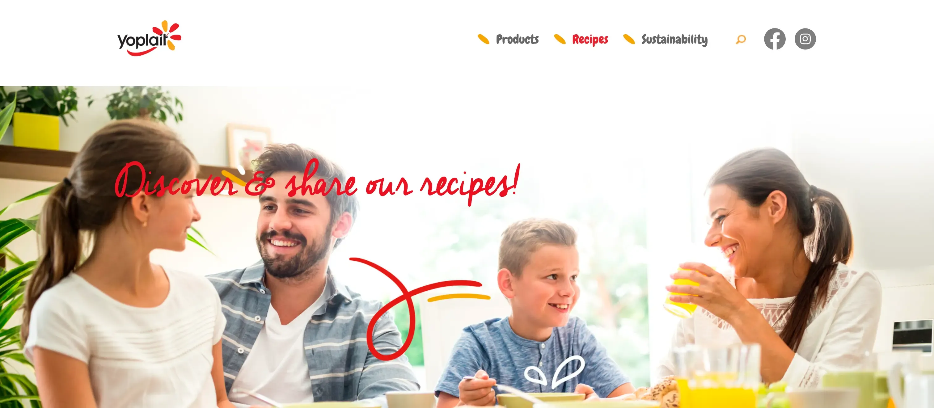 Wide image of Yoplait recipes section